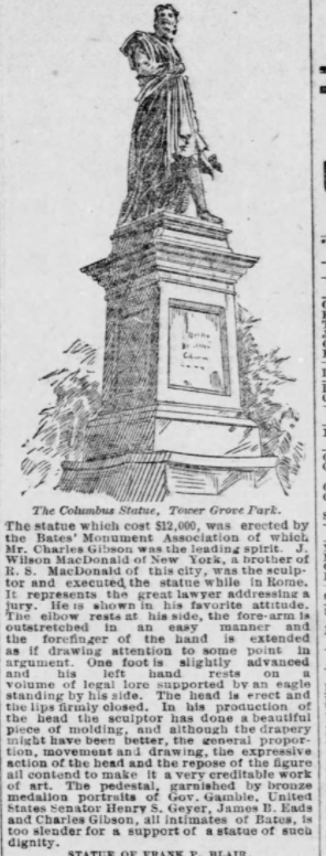 Post-Dispatch article from 1888 about Columbus statue